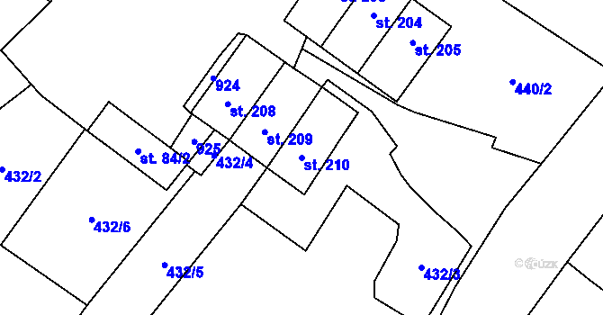 Parcela st. 210 v KÚ Nové Ouholice, Katastrální mapa