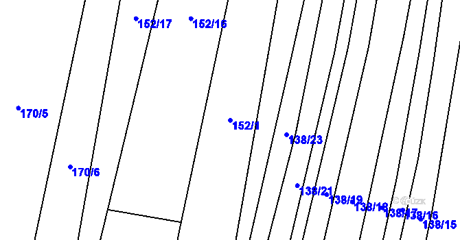Parcela st. 152/1 v KÚ Nové Ouholice, Katastrální mapa