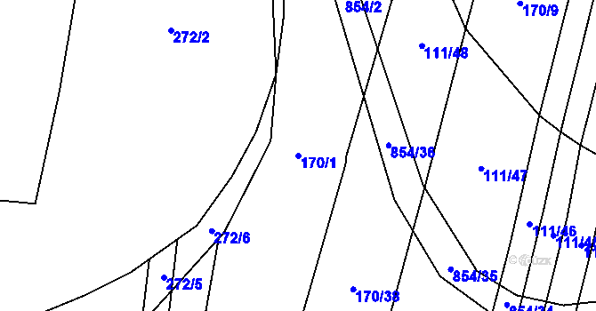 Parcela st. 170/1 v KÚ Nové Ouholice, Katastrální mapa