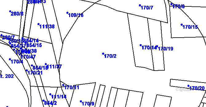 Parcela st. 170/2 v KÚ Nové Ouholice, Katastrální mapa