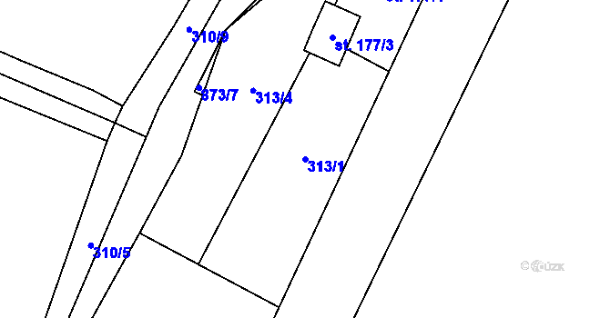 Parcela st. 313/1 v KÚ Nové Ouholice, Katastrální mapa