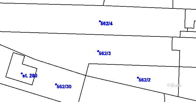 Parcela st. 562/3 v KÚ Nové Ouholice, Katastrální mapa
