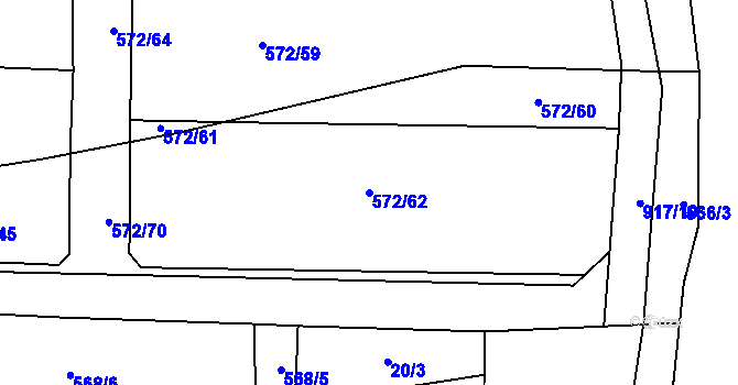 Parcela st. 572/62 v KÚ Nové Ouholice, Katastrální mapa