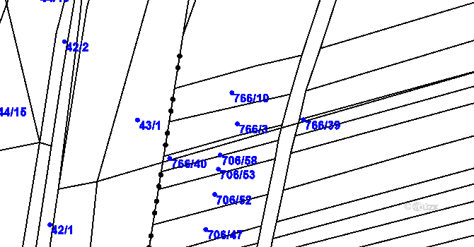 Parcela st. 766/3 v KÚ Nové Ouholice, Katastrální mapa