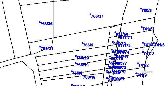 Parcela st. 766/5 v KÚ Nové Ouholice, Katastrální mapa
