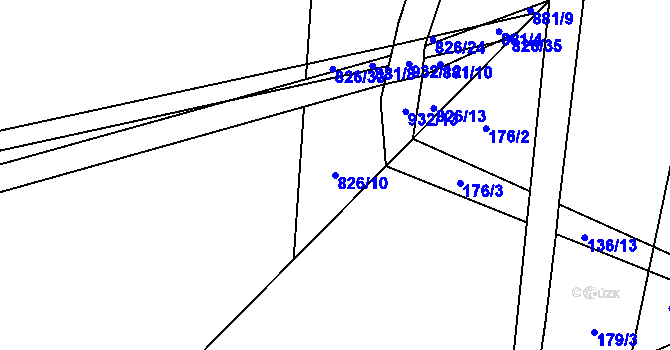 Parcela st. 826/10 v KÚ Nové Ouholice, Katastrální mapa