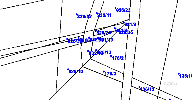 Parcela st. 826/13 v KÚ Nové Ouholice, Katastrální mapa