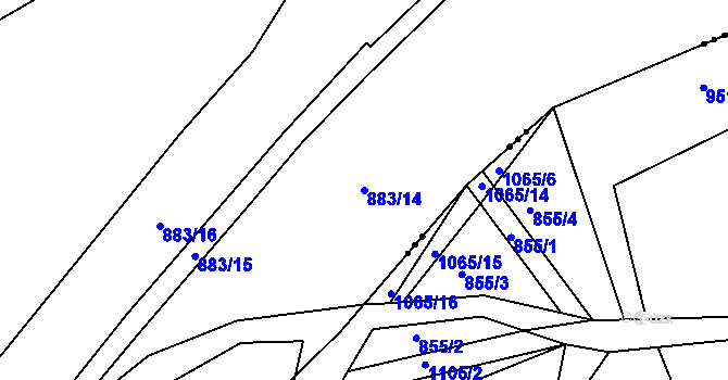 Parcela st. 883/14 v KÚ Nové Ouholice, Katastrální mapa