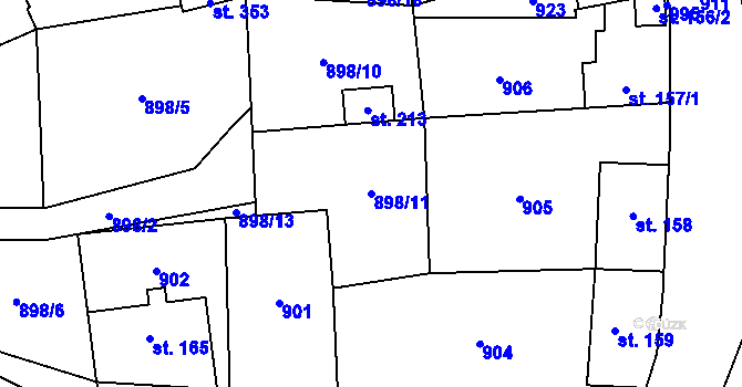 Parcela st. 898/11 v KÚ Nové Ouholice, Katastrální mapa