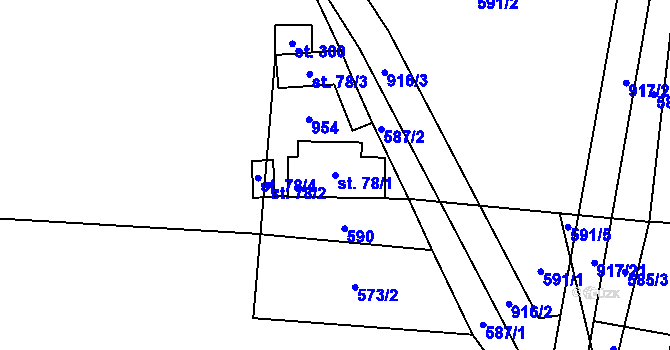 Parcela st. 78/1 v KÚ Nové Ouholice, Katastrální mapa