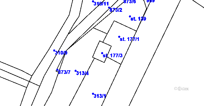 Parcela st. 177/3 v KÚ Nové Ouholice, Katastrální mapa