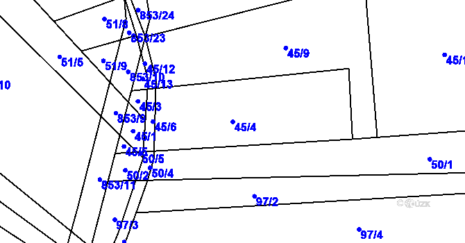 Parcela st. 45/4 v KÚ Nové Ouholice, Katastrální mapa