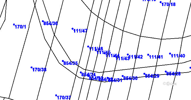 Parcela st. 111/45 v KÚ Nové Ouholice, Katastrální mapa