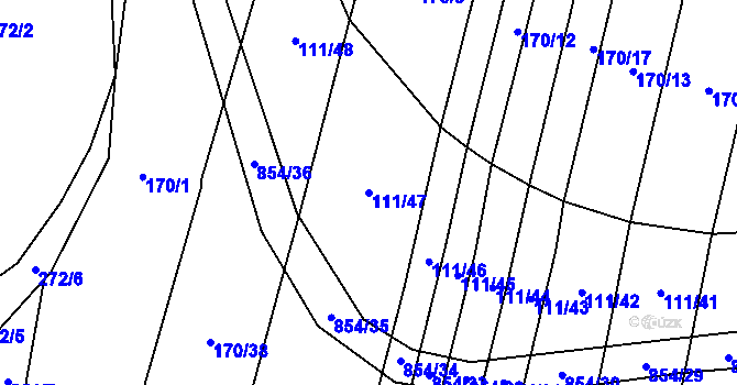 Parcela st. 111/47 v KÚ Nové Ouholice, Katastrální mapa