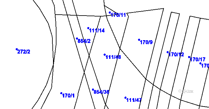 Parcela st. 111/48 v KÚ Nové Ouholice, Katastrální mapa