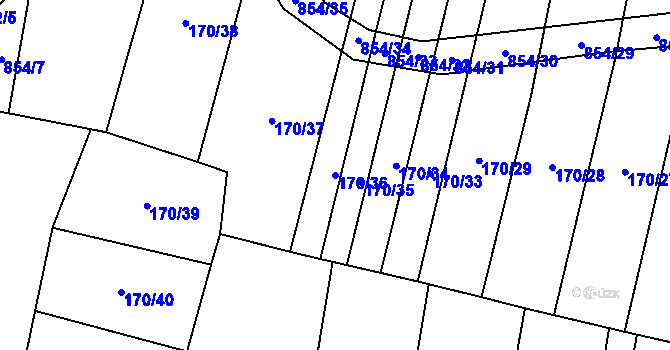 Parcela st. 170/36 v KÚ Nové Ouholice, Katastrální mapa