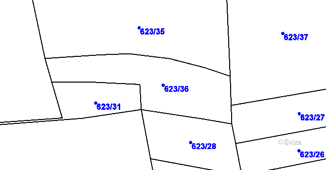 Parcela st. 623/36 v KÚ Nové Ouholice, Katastrální mapa