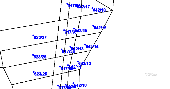 Parcela st. 642/14 v KÚ Nové Ouholice, Katastrální mapa
