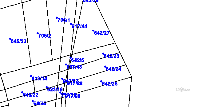Parcela st. 642/23 v KÚ Nové Ouholice, Katastrální mapa