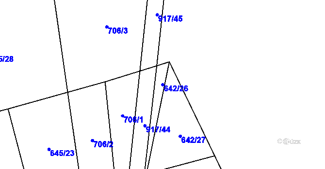 Parcela st. 642/26 v KÚ Nové Ouholice, Katastrální mapa