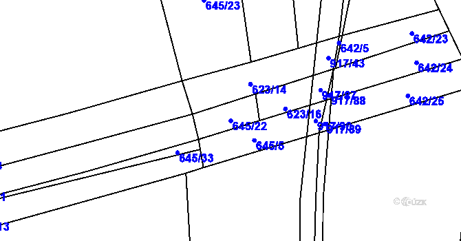 Parcela st. 645/22 v KÚ Nové Ouholice, Katastrální mapa