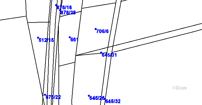 Parcela st. 645/31 v KÚ Nové Ouholice, Katastrální mapa