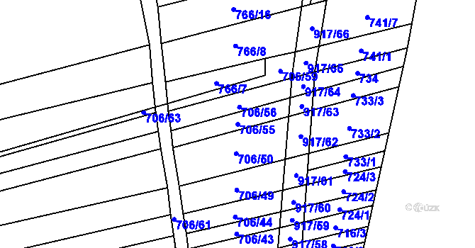 Parcela st. 706/55 v KÚ Nové Ouholice, Katastrální mapa