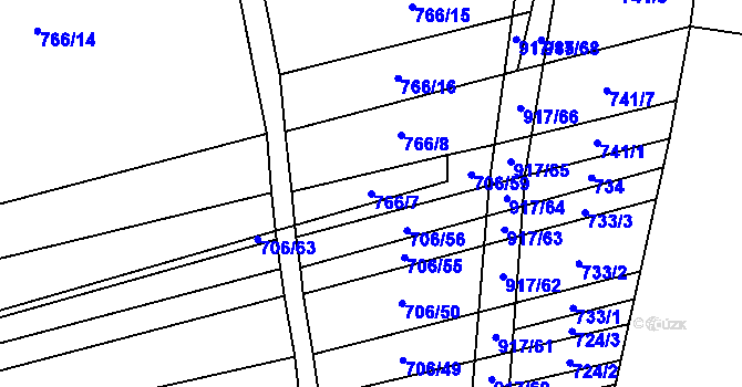 Parcela st. 766/7 v KÚ Nové Ouholice, Katastrální mapa