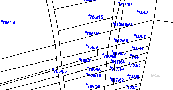 Parcela st. 766/8 v KÚ Nové Ouholice, Katastrální mapa