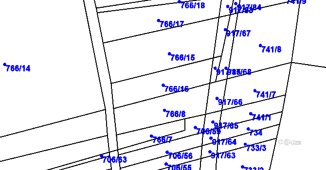 Parcela st. 766/16 v KÚ Nové Ouholice, Katastrální mapa