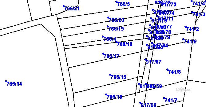 Parcela st. 766/17 v KÚ Nové Ouholice, Katastrální mapa