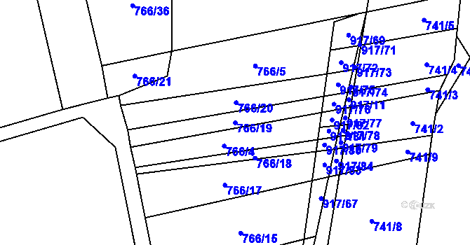 Parcela st. 766/19 v KÚ Nové Ouholice, Katastrální mapa