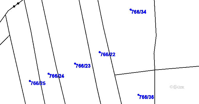 Parcela st. 766/22 v KÚ Nové Ouholice, Katastrální mapa