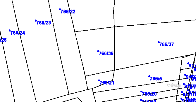 Parcela st. 766/36 v KÚ Nové Ouholice, Katastrální mapa