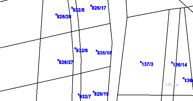 Parcela st. 826/18 v KÚ Nové Ouholice, Katastrální mapa