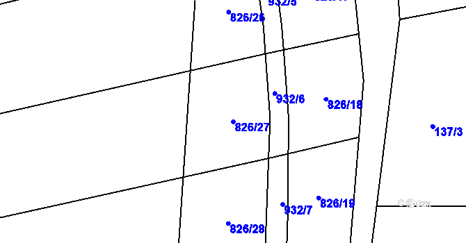 Parcela st. 826/27 v KÚ Nové Ouholice, Katastrální mapa