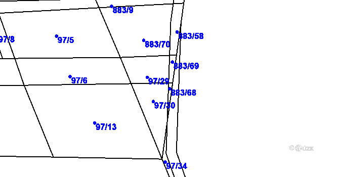 Parcela st. 883/68 v KÚ Nové Ouholice, Katastrální mapa
