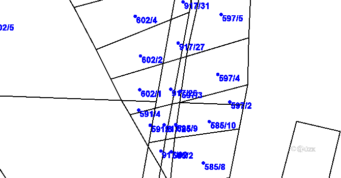 Parcela st. 917/26 v KÚ Nové Ouholice, Katastrální mapa