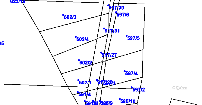 Parcela st. 917/27 v KÚ Nové Ouholice, Katastrální mapa