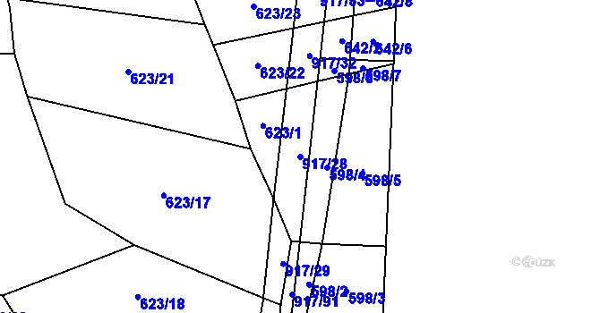 Parcela st. 917/28 v KÚ Nové Ouholice, Katastrální mapa