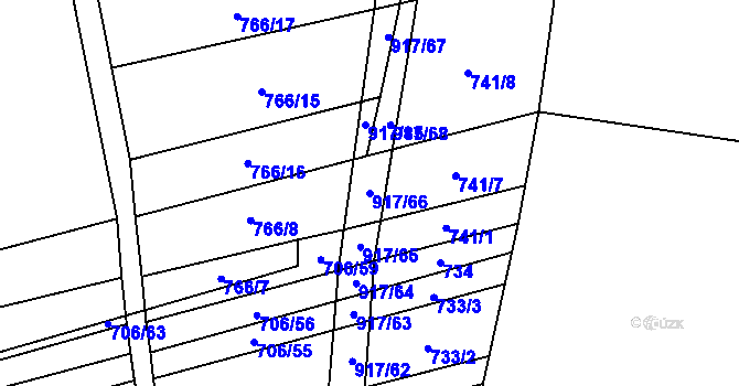 Parcela st. 917/66 v KÚ Nové Ouholice, Katastrální mapa