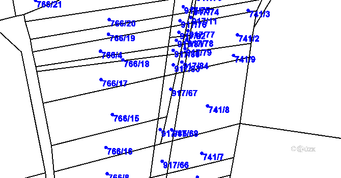Parcela st. 917/67 v KÚ Nové Ouholice, Katastrální mapa