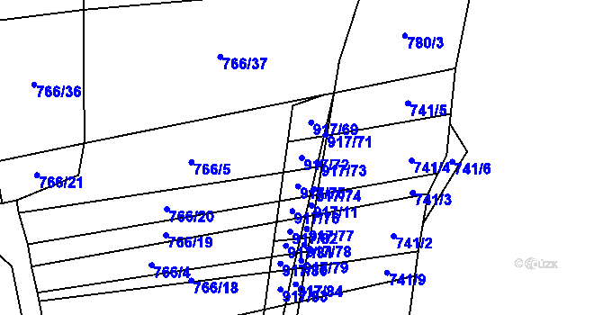 Parcela st. 917/72 v KÚ Nové Ouholice, Katastrální mapa