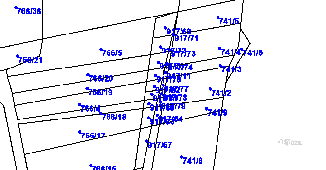 Parcela st. 917/77 v KÚ Nové Ouholice, Katastrální mapa