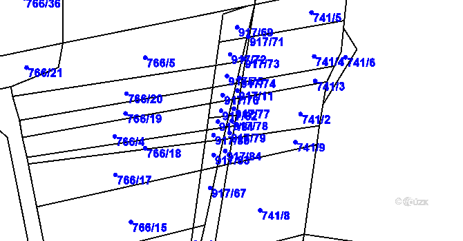 Parcela st. 917/78 v KÚ Nové Ouholice, Katastrální mapa