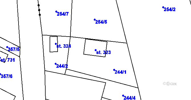 Parcela st. 323 v KÚ Nové Ouholice, Katastrální mapa