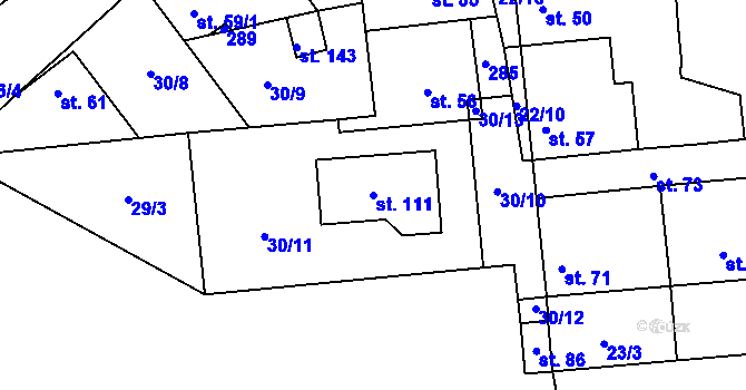 Parcela st. 111 v KÚ Vepřek, Katastrální mapa