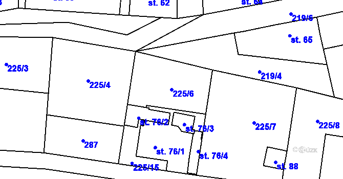 Parcela st. 225/6 v KÚ Vepřek, Katastrální mapa