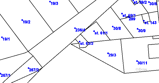Parcela st. 61/2 v KÚ Vepřek, Katastrální mapa