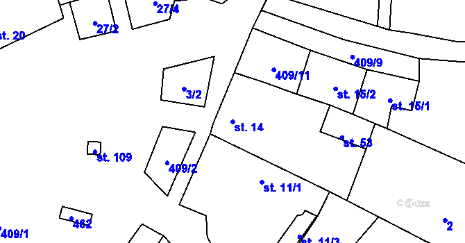Parcela st. 14 v KÚ Nové Sady, Katastrální mapa
